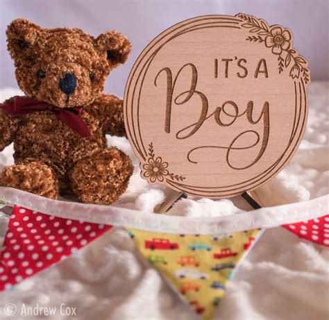 Its A Boy Baby Gender Reveal Round Wooden Photography Etsy