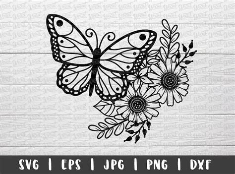 Butterfly And Flower Svg Files For Cricut Project Butterfly Etsy