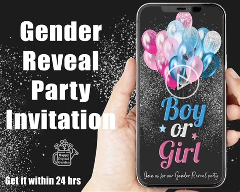 Gender Reveal Party Invitation Video Invitation Animated Etsy Singapore In 2022 Gender