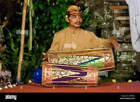 Man Playing Gamelan Drums Ubud Palace Bali Indonesia Stock Photo Alamy