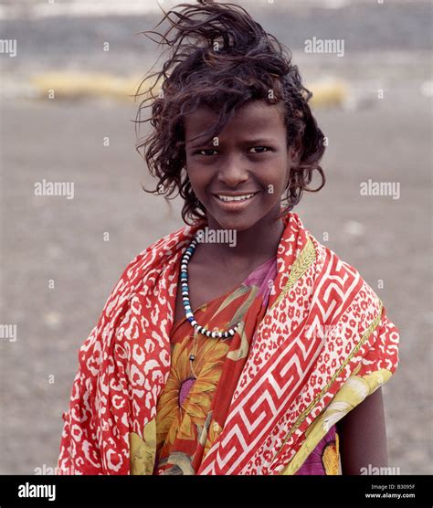 Djibouti Lake Abbe A Pretty Tousle Haired Girl Of The Nomadic Afar
