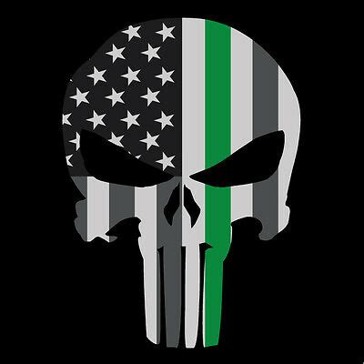 T shirt punisher skull green apple l: PUNISHER SKULL THIN Green Line American Flag subdued Decal Sticker Graphic - $7.95 | PicClick