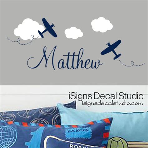 Airplane Wall Decal Custom Name Decal Airplane Name Decal Etsy