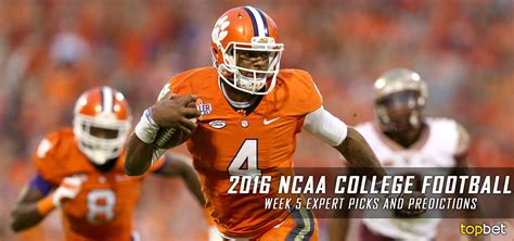 Even if everyone knows they are coming, guessing when and where they will happen is difficult. College Football Week 5 Expert Picks and Predictions 2016