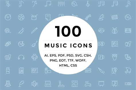 100 Music And Multimedia Icons Outline Icons ~ Creative Market