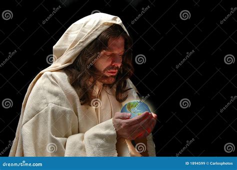 Portrait Of Jesus Holding The World Stock Image Image Of Earth