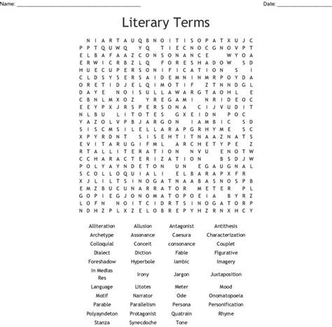 75 Literary Terms Elements And Devices Word Search Wordmint Word