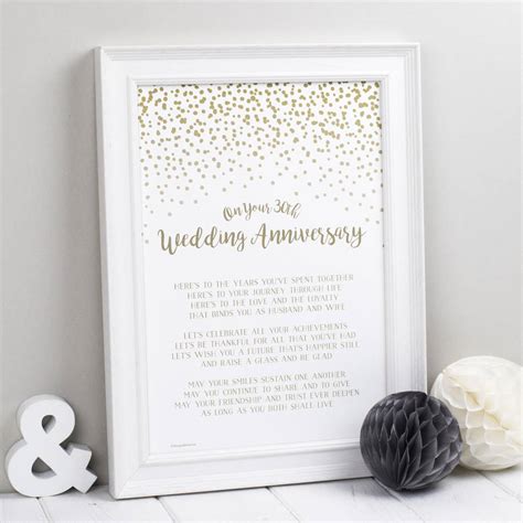 30th Wedding Anniversary Poem Print By Bespoke Verse