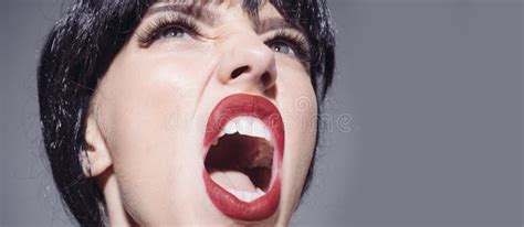 Crazy Woman Screaming And Shouting Shout And Scream Mouth Close Up