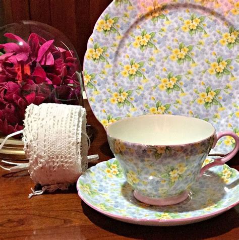 Shelley China Trio Henley Primrose Tea Cup Saucer And 8 Inch Etsy