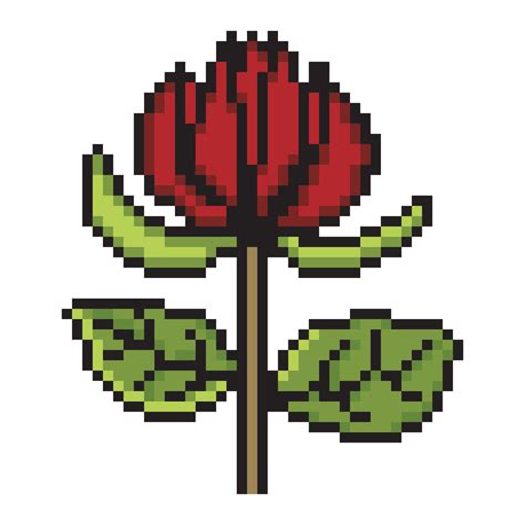 Red Rose Flower Pixel Art 23524135 Vector Art At Vecteezy