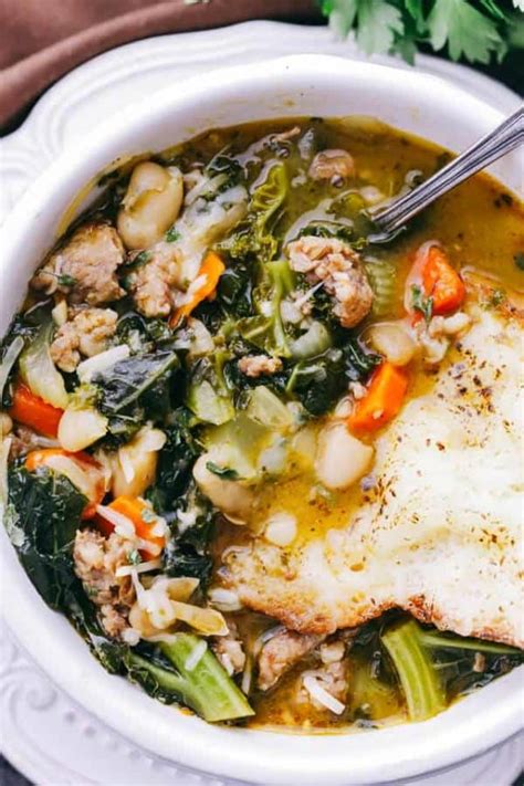 Italian Sausage Soup With Kale And Beans Hearty Healthy Soup Recipe
