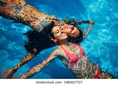 Two Lesbian Women Having Fun Swimming Stock Photo 1483657727 Shutterstock