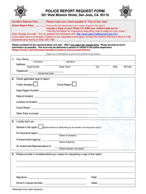 Ca Police Report Request Form San Jose Fill And Sign Printable