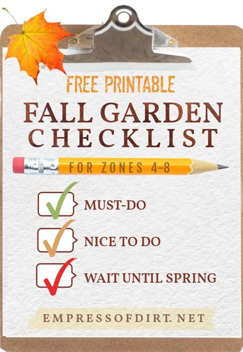 Complete Fall Gardening Checklist Free Printable Empress Of Dirt
