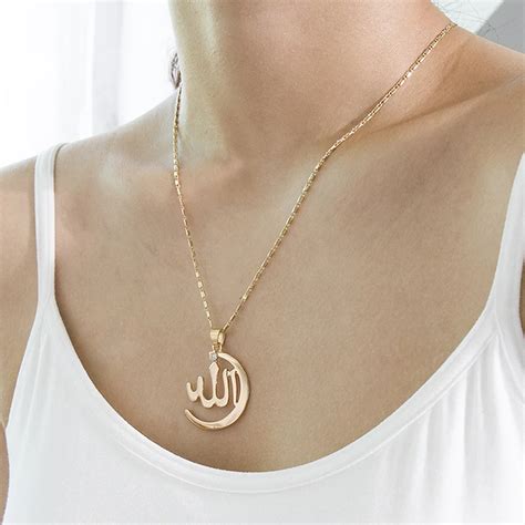 Myelo Ethnic Gold Silver Color Long Chains Necklaces 3d Allah Pendent