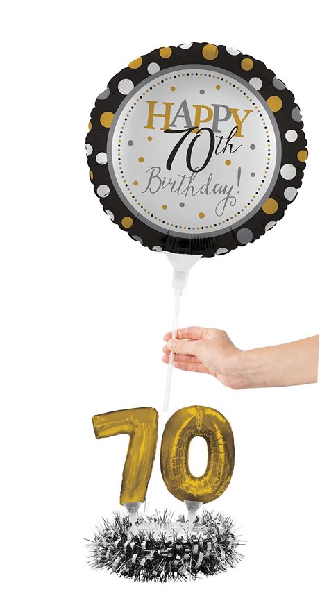Creative Converting Happy 70th Birthday Balloon Centerpiece Black And
