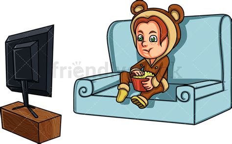 Free Girl Watching A Movie On The Tv Cartoon Clipart Vector Friendlystock Nohat Cc