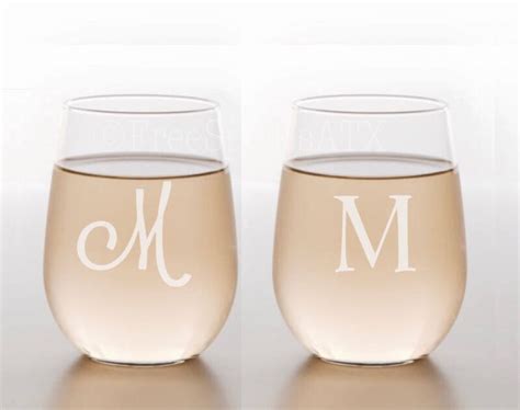 Monogram Etched Custom Wine Glasses Etsy