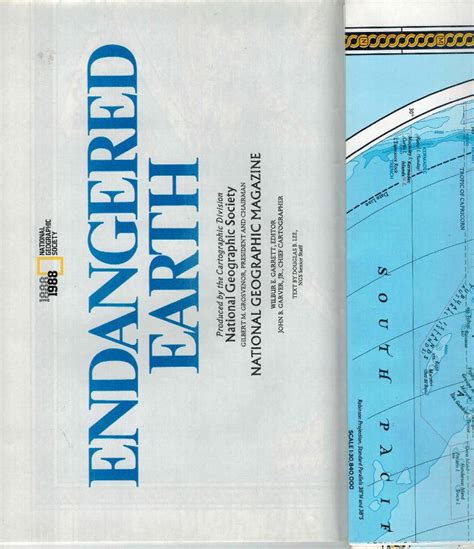 National Geographic Society Endangered Earth Map 1988