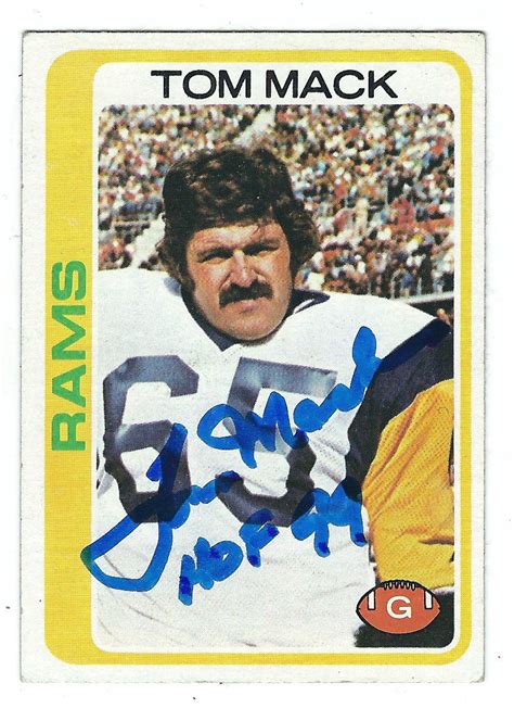 Autographed 1978 Topps Tom Mack Los Angeles Rams Card 80 Main Line