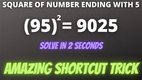 How To Find Square Of Any Number Ending With 5 Amazing Shortcut Trick