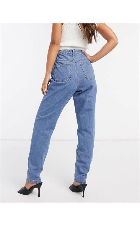 Missguided Denim Riot High Waisted Plain Mom Jeans In Blue Lyst