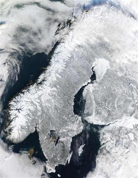Satellite Photo Of Scandinavia During The Winter Of 2003 Norway