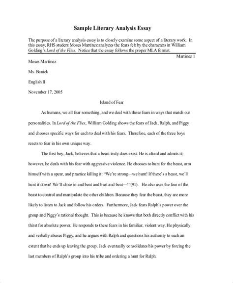 Writing About Literature Essay Sample