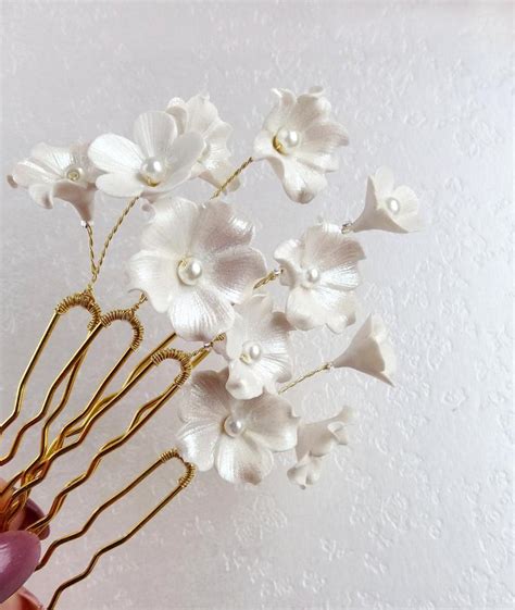 Floral Hair Pins Small White Flowers Wedding Hair Piece Bridesmaid