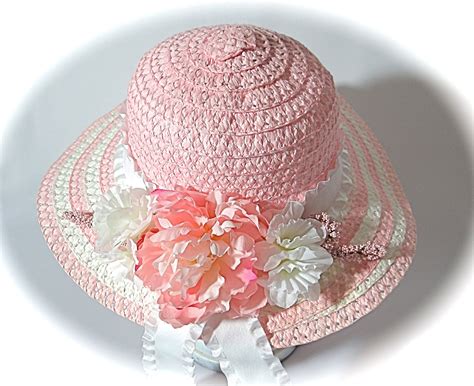 Girls Easter Bonnet Tea Party Hats Pink Flower Girl Etsy Girls