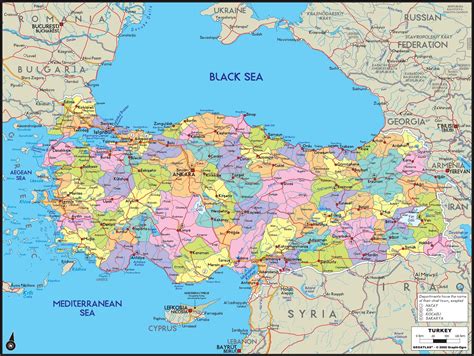 Turkey Political Wall Map