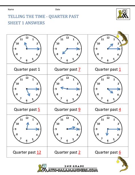 Math worksheets for kindergarten and preschool. Clock Worksheets Quarter Past and Quarter to