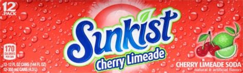 Sunkist Cherry Limeade Soda Cans 12 Pk 12 Fl Oz Kroger