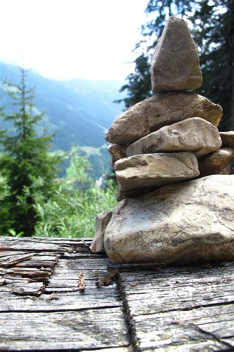 Hd Wallpaper Stones Pile Austria Forest Wood Cairn Nature Stone