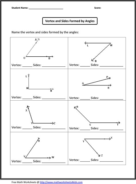 Angles Geometry Worksheets 4th Grade Math Worksheets Angles Worksheet