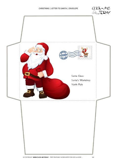 Free santa envelope to make the letter look genuine! Cute Santa envelope to Santa Claus address template 44