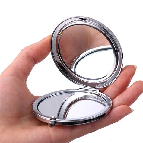 Creative Metal Crystal Makeup Mirroportable Lady Pocket Makeup Mirror Round Double Sides