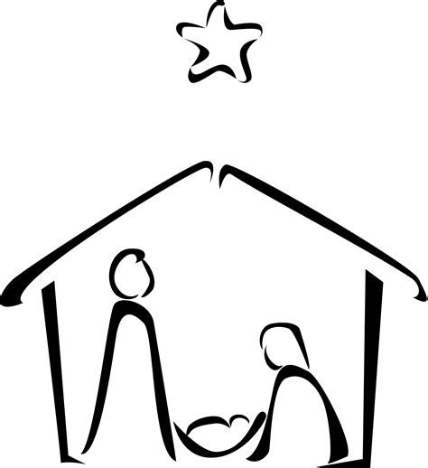 Black And White Manger Clipart Transparent Christmas Scene Clipart