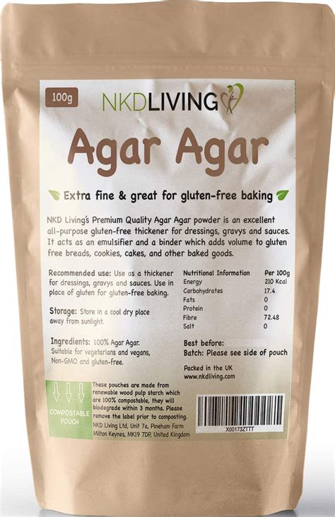 Agar Agar Powder By Nkd Living 100 Gram Compostable Pouch Foodwrite