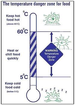 Hot food should be kept piping hot (above 60°c) and cold food should be kept in the fridge (below 5°c ) until it is time to eat, to reduce the risk of food poisoning. Year 11 Food Technology: May 2009