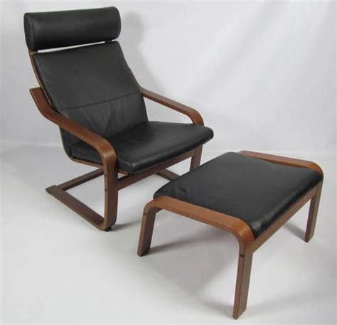 After all, who doesn't love leather? Ikea POANG Black Leather & Dark Brown Chair and Foot Rest ...