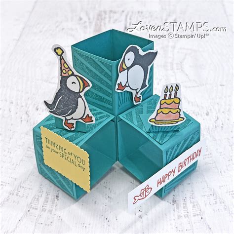 How To Make The Triple Cube Pop Up Card Birthday Card With Stampin Up®s Party Puffins