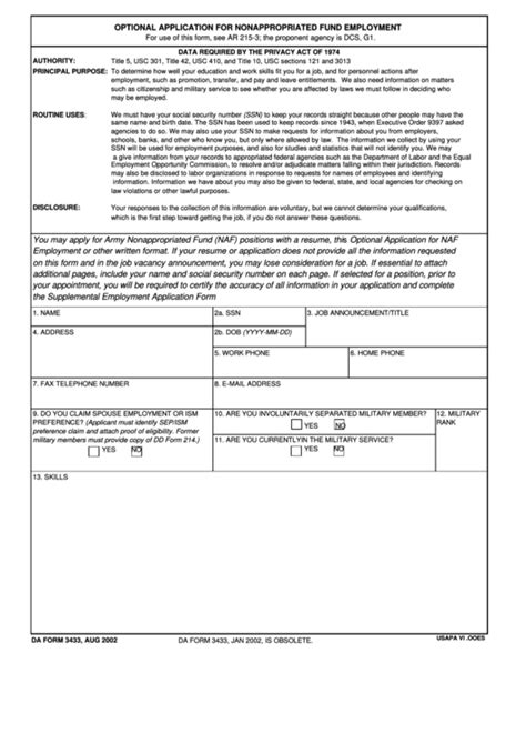 Da 3433 Fillable Form Printable Forms Free Online