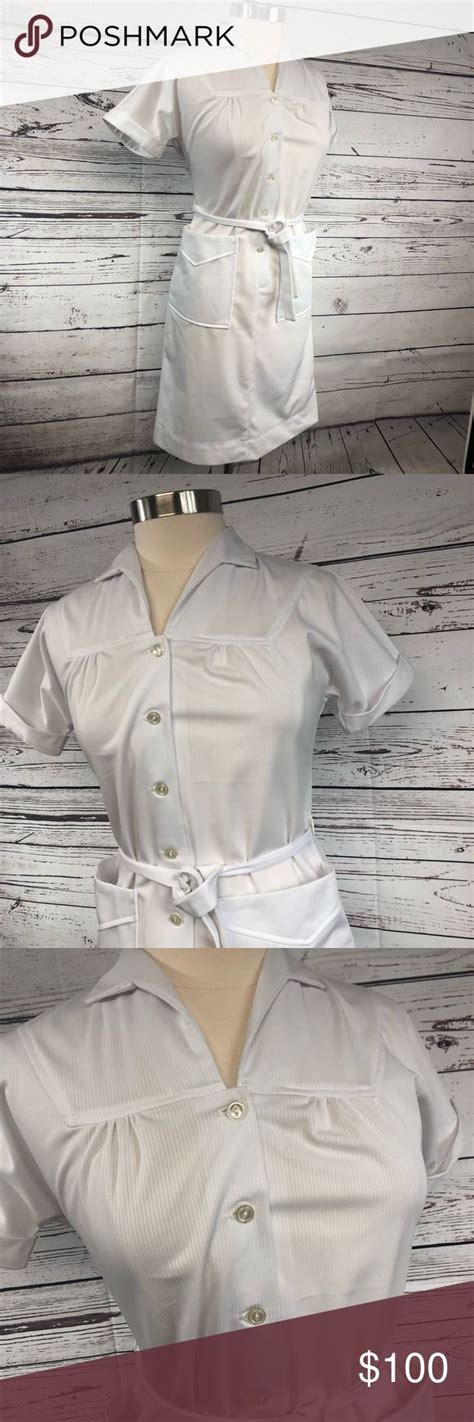 Barco Vintage Nurse Uniform Dress White Ribbed Nurse Dress Uniform Uniform Dress Vintage Nurse