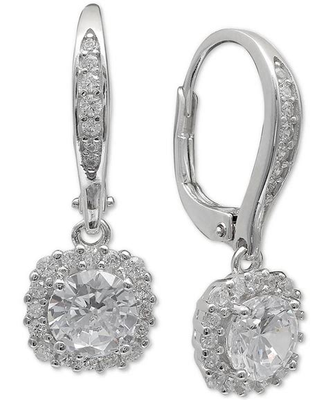 Giani Bernini Cubic Zirconia Halo Drop Earrings In Sterling Silver