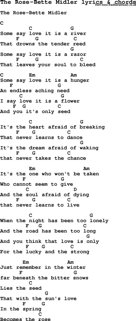 The Rose Song Lyrics The Rose Chords