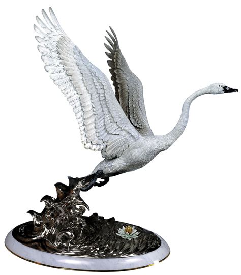 Elegant Flight White Swan Sculpture
