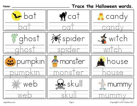 Free Printable Halloween Words Tracing Worksheet Halloween