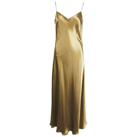 ralph lauren bias cut gold silk satin long slip dress at 1stdibs gold silk slip dress gold